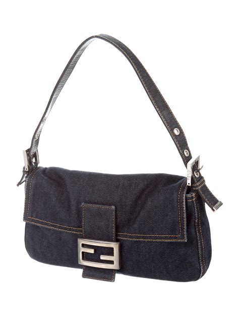 fendi vintage denim bag|fendi baguette real.